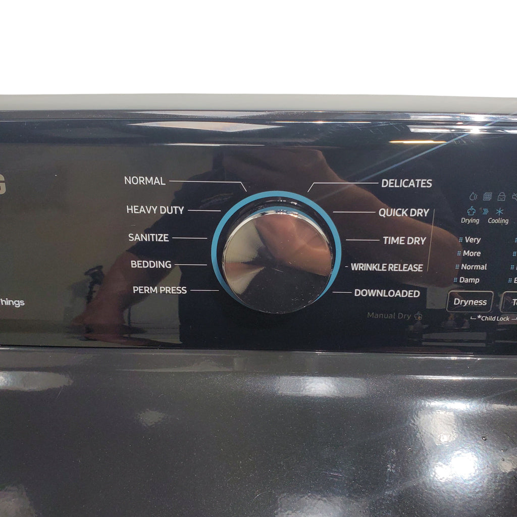 Pictures of Samsung Brushed Black 4.7 cu. ft. Large Capacity Smart Top Load Washer with Active WaterJet and 7.4 cu. ft. Smart Electric Dryer with Sensor Dry - Open Box - Neu Appliance Outlet - Discount Appliance Outlet in Austin, Tx