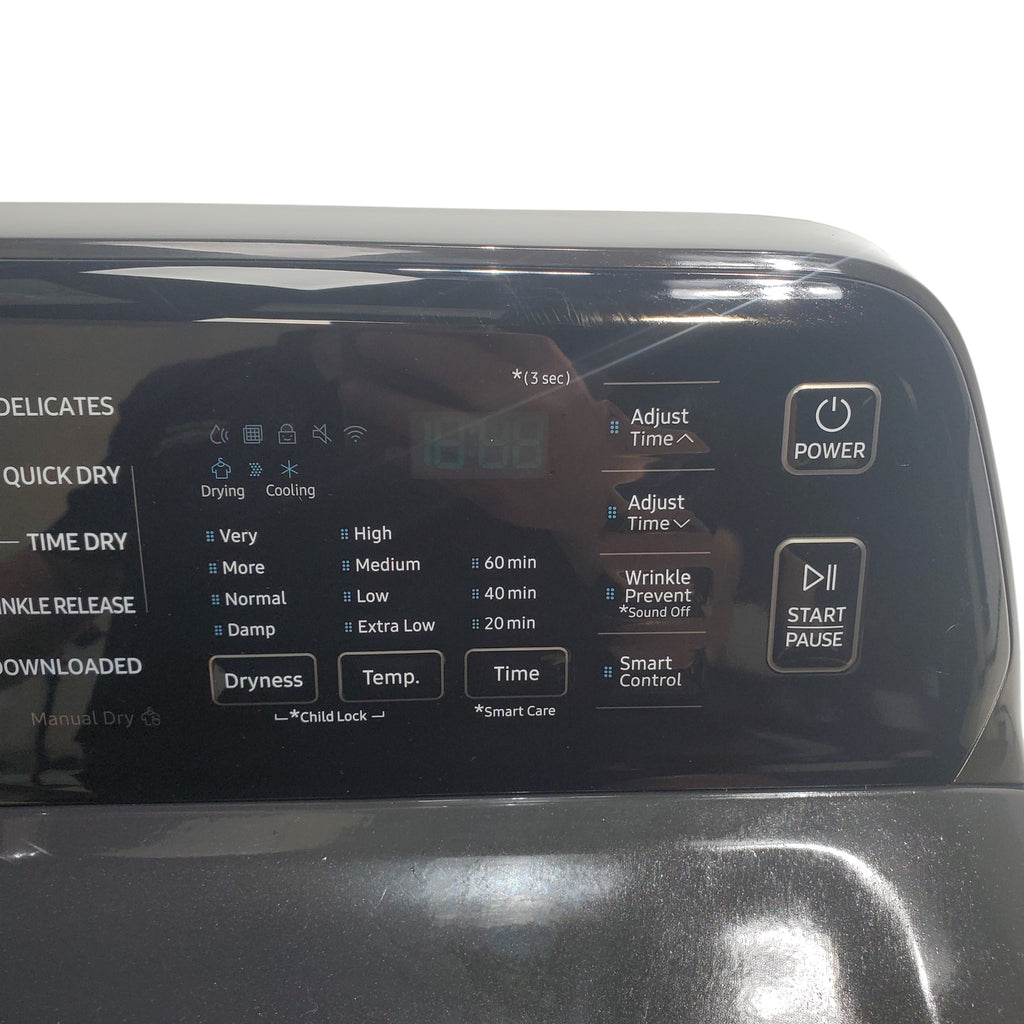 Pictures of Samsung Brushed Black 4.7 cu. ft. Large Capacity Smart Top Load Washer with Active WaterJet and 7.4 cu. ft. Smart Electric Dryer with Sensor Dry - Open Box - Neu Appliance Outlet - Discount Appliance Outlet in Austin, Tx