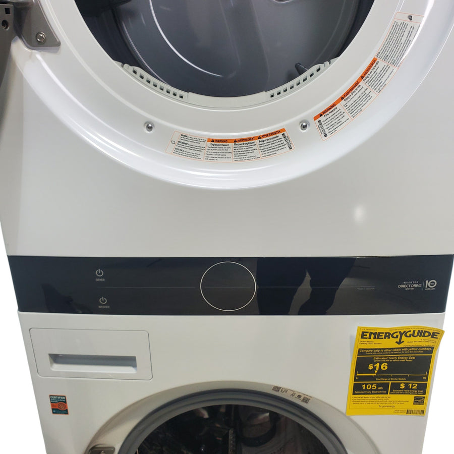 White LG Wash Tower Single Unit Front Load with Center Control™ 4.5 cu. ft. Washer and 7.4 cu. ft. Electric Dryer - Scratch & Dent - Minor
