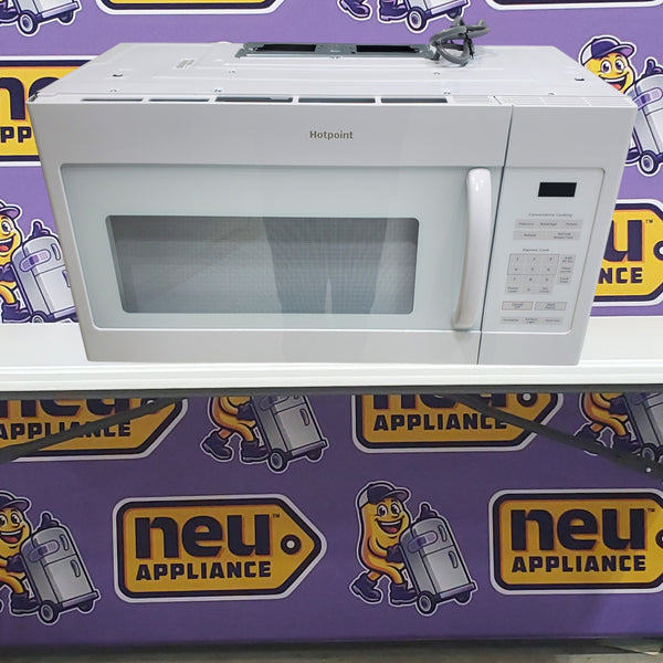 Hotpoint Over the Range 1.6 Cu. Ft. Microwave Oven with Convenience Cooking Controls, Weight and Time Defrost, and Add 30 Seconds Button RVM5160DHWW - Scratch and Dent (Minor)