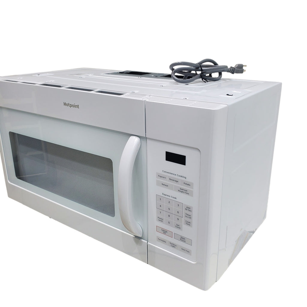 Pictures of Hotpoint Over the Range 1.6 Cu. Ft. Microwave Oven with Convenience Cooking Controls, Weight and Time Defrost, and Add 30 Seconds Button RVM5160DHWW - Scratch and Dent (Minor) - Neu Appliance Outlet - Discount Appliance Outlet in Austin, Tx