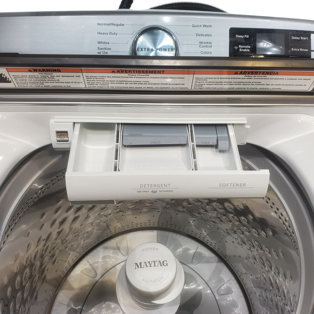 Pictures of Maytag 5.2 cu. ft. Smart Capable White ENERGY STAR Top Load Agitator Washing Machine with Extra Power - Open Box - Neu Appliance Outlet - Discount Appliance Outlet in Austin, Tx