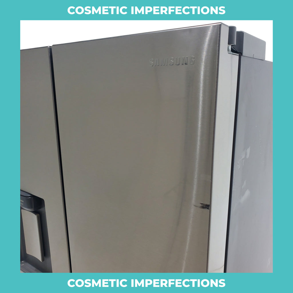 Pictures of 30 in. Fingerprint Resistant Stainless Steel ENERGY STAR Samsung 22 cu. ft. 3 Door French Door Refrigerator with Exterior Water and Ice Dispenser - Scratch & Dent - Minor - Neu Appliance Outlet - Discount Appliance Outlet in Austin, Tx