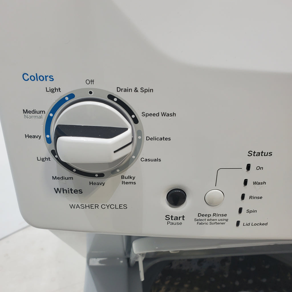 Pictures of 27" Wide GE 3.8 cu. ft. Laundry Center Washer and 5.9 cu. ft. Electric Dryer with Electro-Mechanical Rotary Dial Controls - Certified Refurbished - Neu Appliance Outlet - Discount Appliance Outlet in Austin, Tx