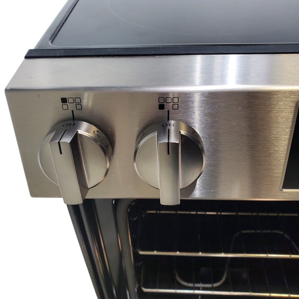 Pictures of GE® Stainless Steel 30" Front Control Slide-In Electric Range with Crisp Mode and 5 Burner Radiant Cooktop - Scratch & Dent - Open Box - Neu Appliance Outlet - Discount Appliance Outlet in Austin, Tx