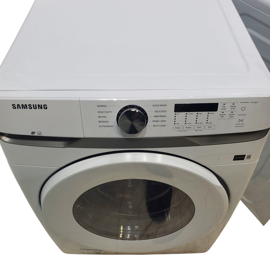 ENERGY STAR Samsung 4.5 cu. ft. Front Load Washer with Vibration Reduction and Samsung 7.5 cu. ft. Front Load Gas with Sensor Dry and Interior Drum Light- Scratch & Dent - Minor