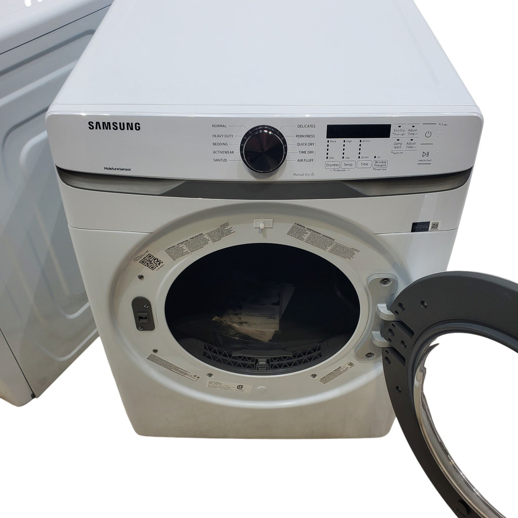 ENERGY STAR Samsung 4.5 cu. ft. Front Load Washer with Vibration Reduction and Samsung 7.5 cu. ft. Front Load Gas with Sensor Dry and Interior Drum Light- Scratch & Dent - Minor