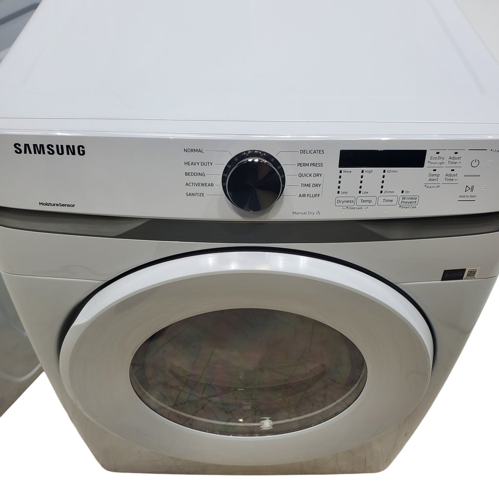 ENERGY STAR Samsung 4.5 cu. ft. Front Load Washer with Vibration Reduction and Samsung 7.5 cu. ft. Front Load Gas with Sensor Dry and Interior Drum Light- Scratch & Dent - Minor