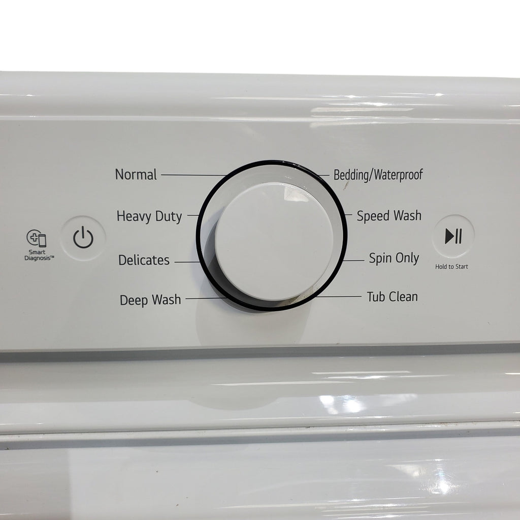 Pictures of ENERGY STAR LG 4.1 cu. ft. Top Load Washing Machine with 4-Way Agitator and ENERGY STAR LG 7.3 cu. ft. Electric Dryer with Smart Diagnosis - Scratch & Dent - Minor - Neu Appliance Outlet - Discount Appliance Outlet in Austin, Tx