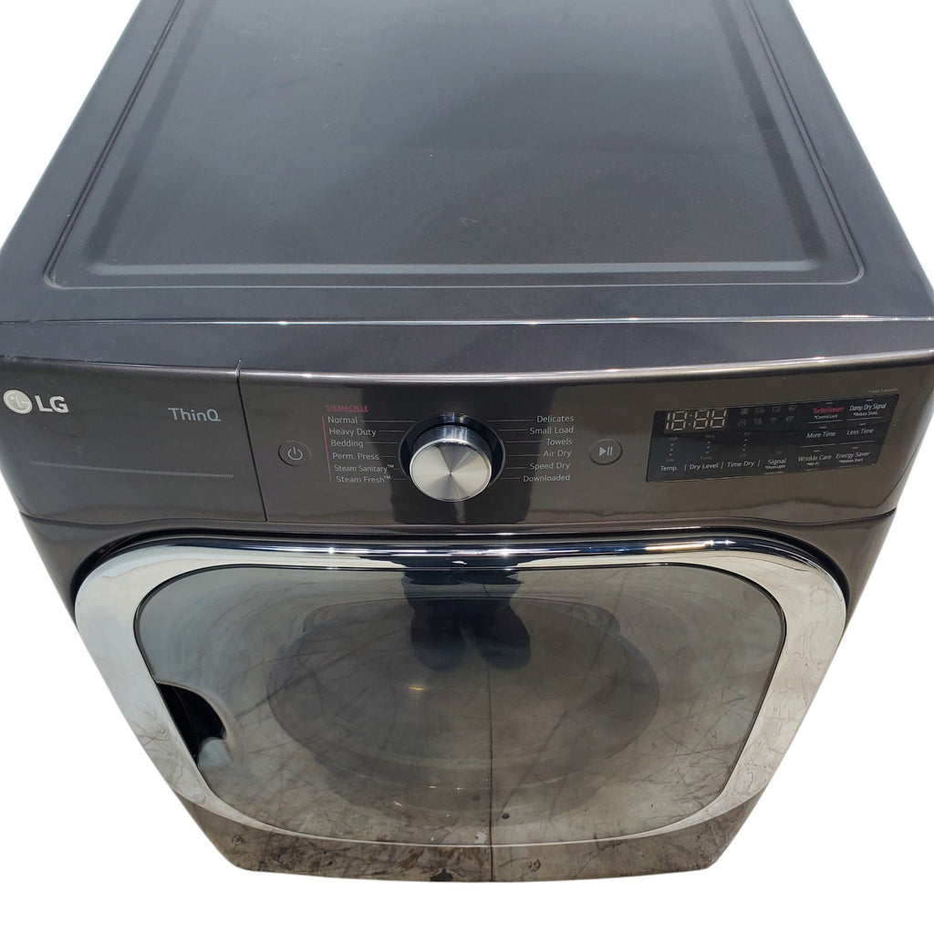 Pictures of LG Black Steel 9.0 cu. ft. Mega Capacity Smart wi-fi Enabled Front Load Electric Dryer with TurboSteam™ and Built-In Intelligence - Open Box - Neu Appliance Outlet - Discount Appliance Outlet in Austin, Tx