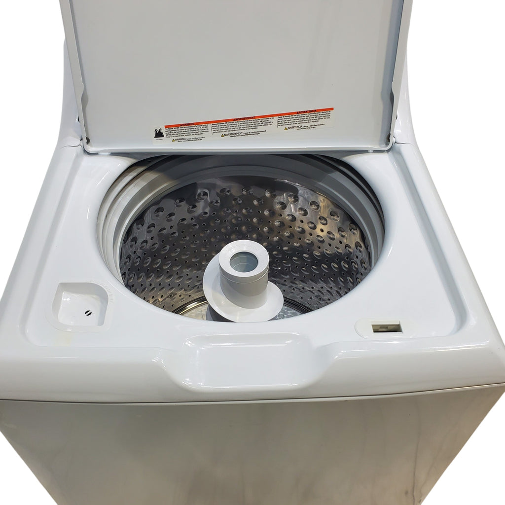 Pictures of GE 4.5 cu. ft. Capacity Washer with Stainless Steel Basket, Cold Plus and Wash Boost and GE 7.2 cu. ft. Capacity Electric Dryer with Up To 120 ft. Venting and Extended Tumble - Scratch & Dent - Minor - Neu Appliance Outlet - Discount Appliance Outlet in Austin, Tx