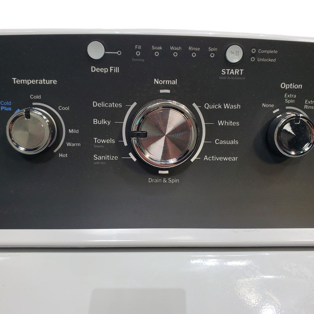 Pictures of GE 4.5 cu. ft. Capacity Washer with Stainless Steel Basket, Cold Plus and Wash Boost and GE 7.2 cu. ft. Capacity Electric Dryer with Up To 120 ft. Venting and Extended Tumble - Scratch & Dent - Minor - Neu Appliance Outlet - Discount Appliance Outlet in Austin, Tx