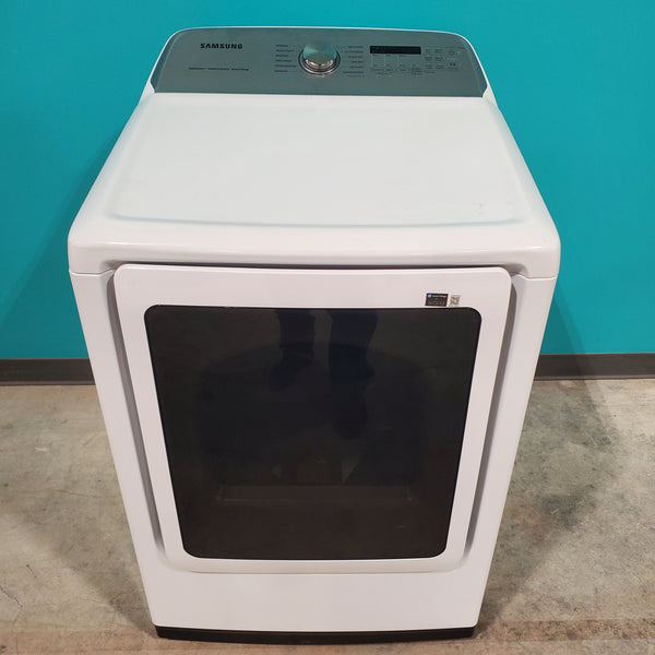Samsung 7.4 cu. ft. Smart Electric Dryer with Steam Sanitize+ in White DVE52A5500W - Open Box