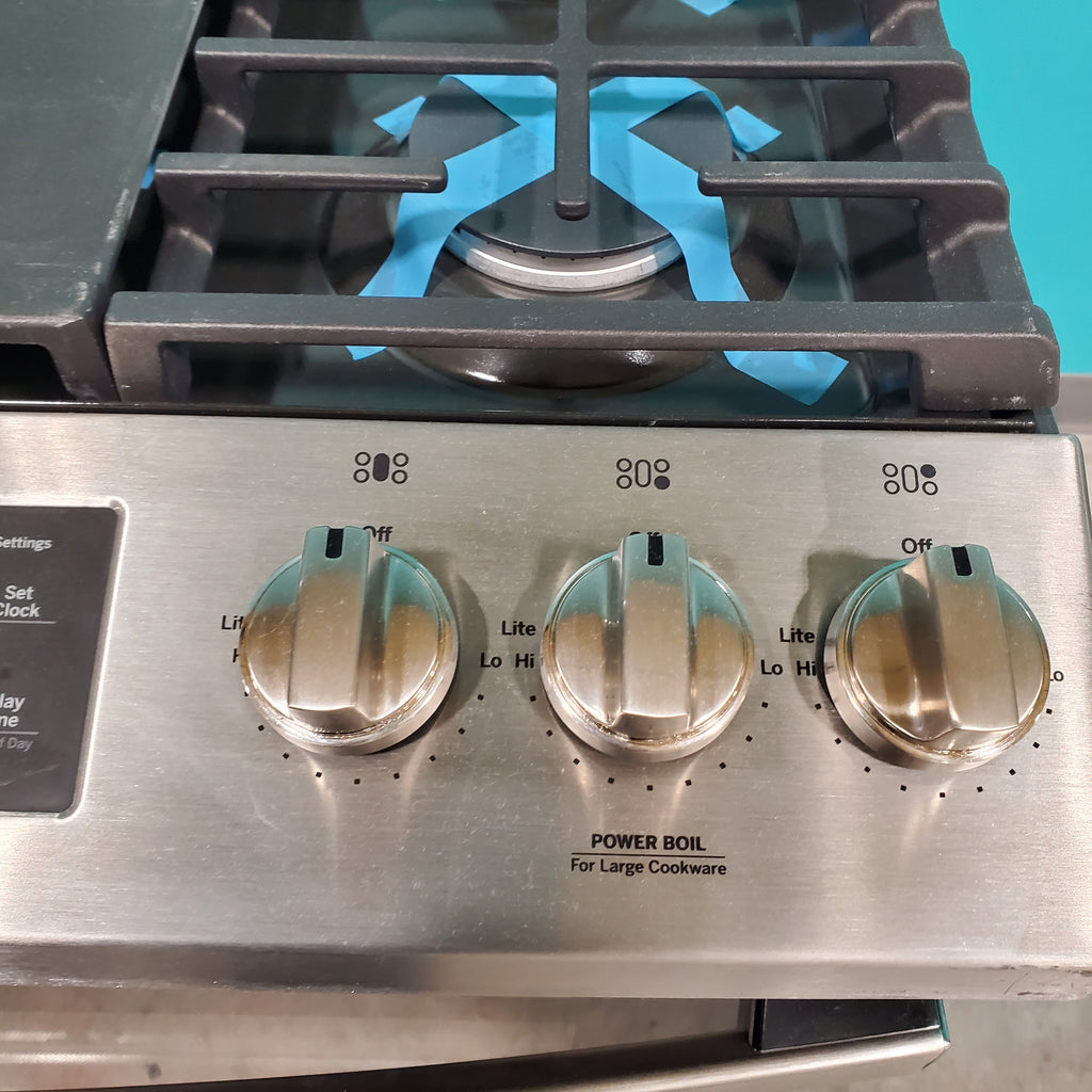 Pictures of GE® Stainless Steel 30" Slide-In Front Control Gas Range with Edge - to - Edge Cooktop and Extra-Large Integrated Griddle JGSS66SELSS - Scratch & Dent - Moderate - Neu Appliance Outlet - Discount Appliance Outlet in Austin, Tx