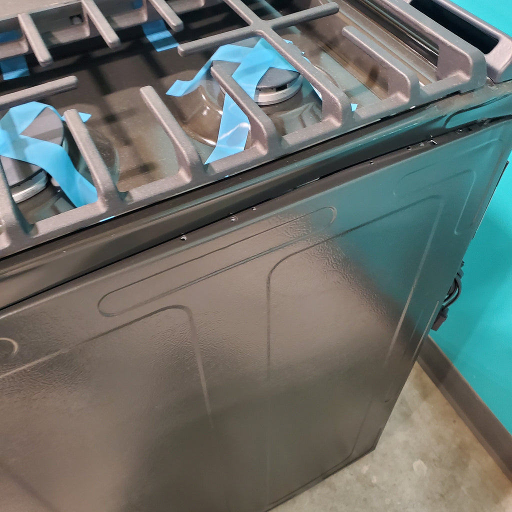 Pictures of GE® Stainless Steel 30" Slide-In Front Control Gas Range with Edge - to - Edge Cooktop and Extra-Large Integrated Griddle JGSS66SELSS - Scratch & Dent - Moderate - Neu Appliance Outlet - Discount Appliance Outlet in Austin, Tx