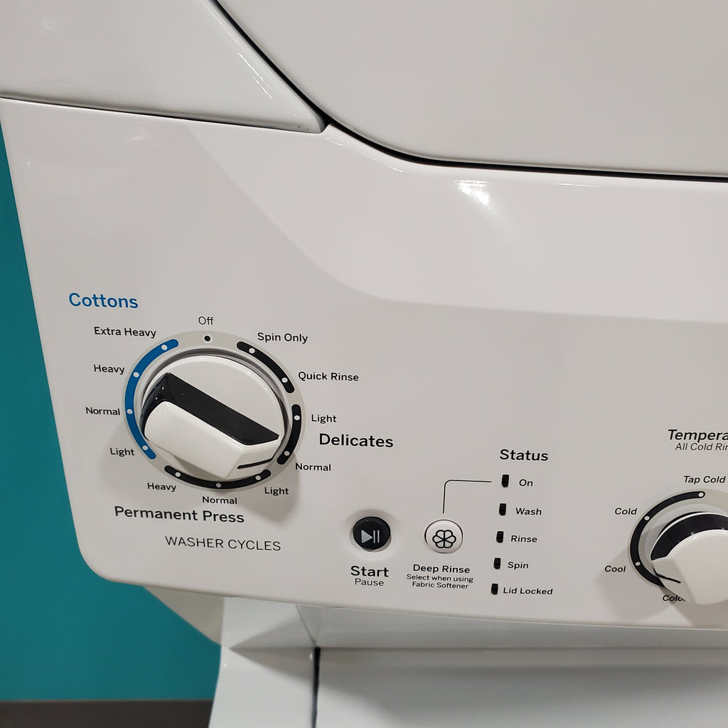 Pictures of GE 3.2 cu. ft. Washer and 5.9 cu. ft. Electric Dryer Laundry Center with Rotary- Electromagnetic Controls GUD27ESSJWW - Certified Refurbished - Neu Appliance Outlet - Discount Appliance Outlet in Austin, Tx