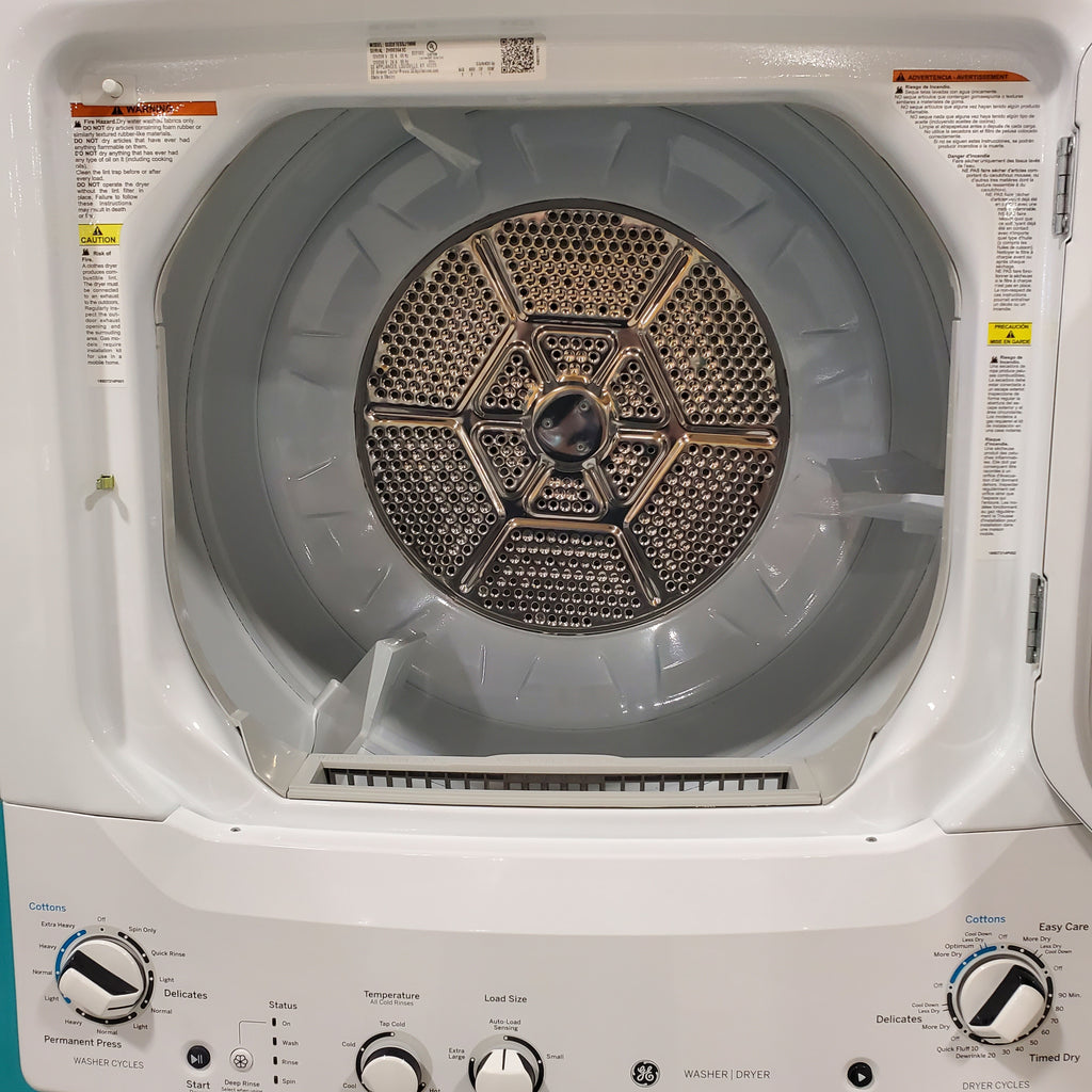 Pictures of GE 3.2 cu. ft. Washer and 5.9 cu. ft. Electric Dryer Laundry Center with Rotary- Electromagnetic Controls GUD27ESSJWW - Certified Refurbished - Neu Appliance Outlet - Discount Appliance Outlet in Austin, Tx