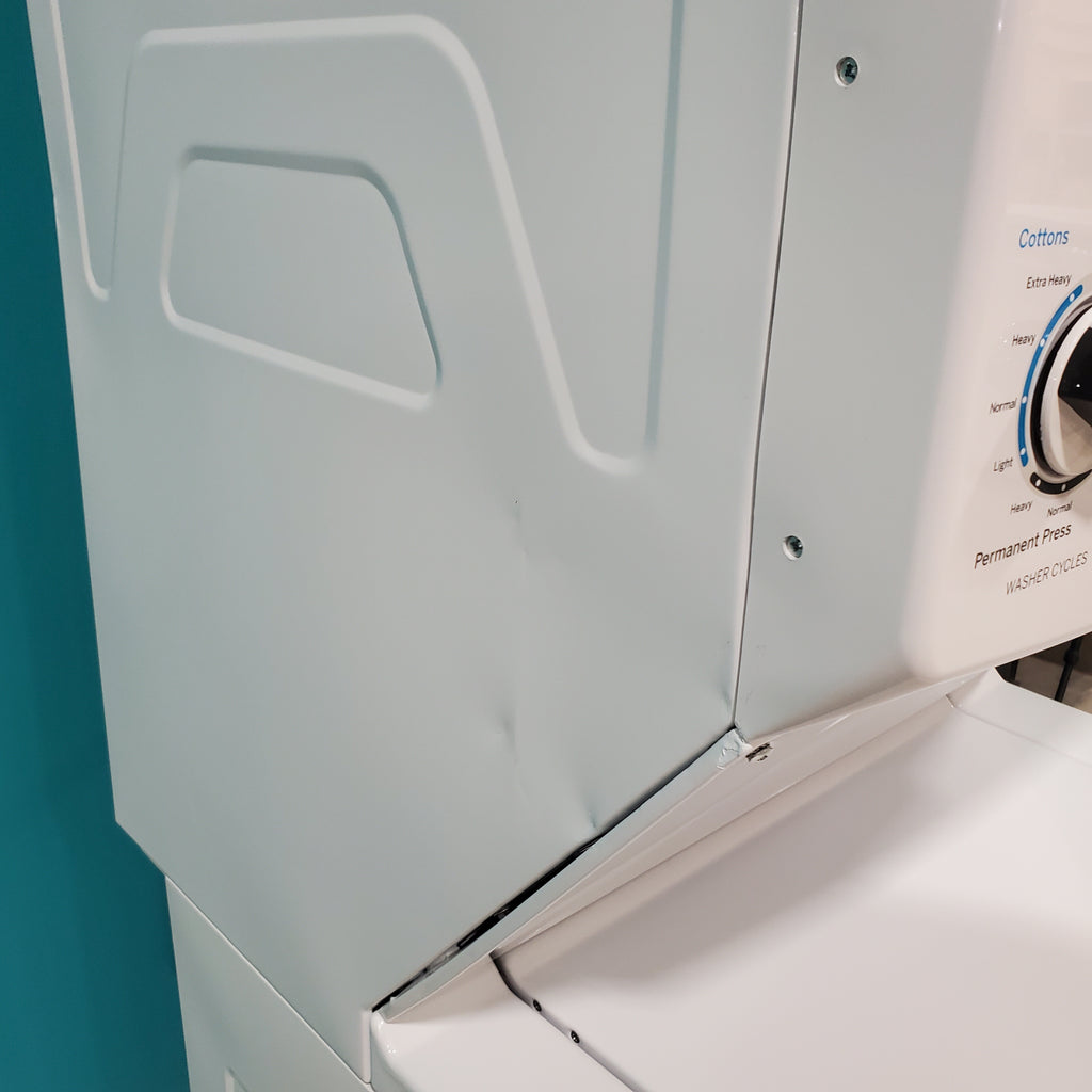 Pictures of GE 3.2 cu. ft. Washer and 5.9 cu. ft. Electric Dryer Laundry Center with Rotary- Electromagnetic Controls GUD27ESSJWW - Certified Refurbished - Neu Appliance Outlet - Discount Appliance Outlet in Austin, Tx