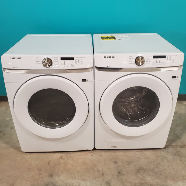ENERGY STAR Samsung 4.5 cu. ft. Front Load Washer with Vibration Reduction and Samsung 7.5 cu. ft. Front Load Electric Dryer with Sensor Dry and Interior Drum Light- Scratch & Dent - Minor
