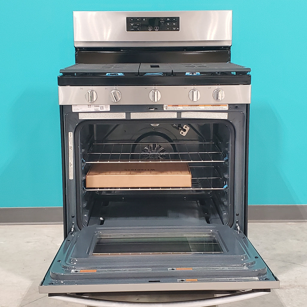 Pictures of Whirlpool Fingerprint Resistant Stainless Steel 5.0 cu ft 5 in 1 Air Fry Gas Range with Frozen Bake Technology and Fan Convection Cooking - Open Box - Neu Appliance Outlet - Discount Appliance Outlet in Austin, Tx