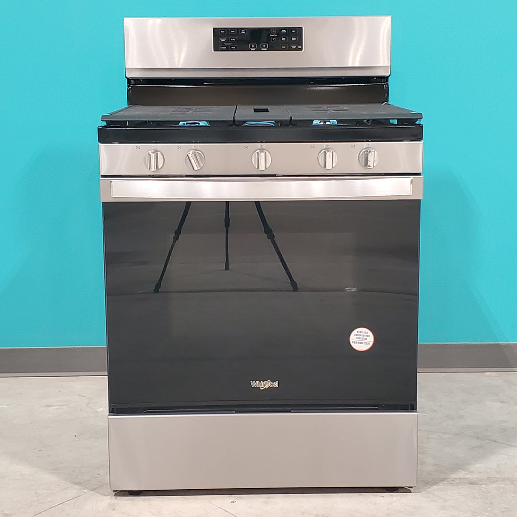 Pictures of Whirlpool Fingerprint Resistant Stainless Steel 5.0 cu ft 5 in 1 Air Fry Gas Range with Frozen Bake Technology and Fan Convection Cooking - Open Box - Neu Appliance Outlet - Discount Appliance Outlet in Austin, Tx