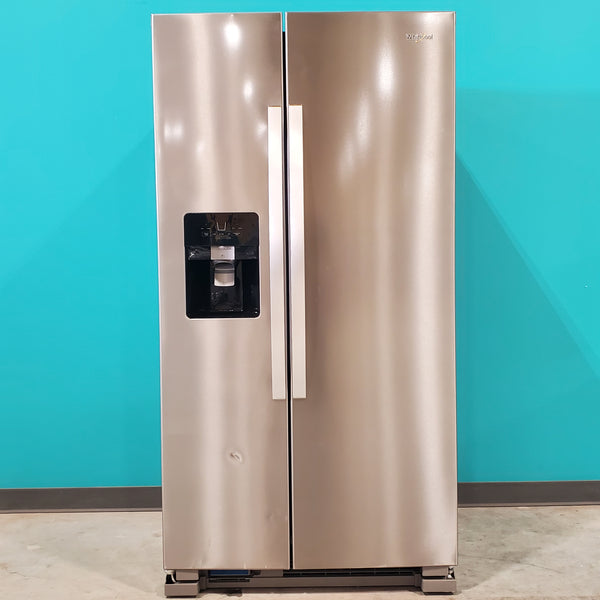 Fingerprint-Resistant Stainless Steel Whirlpool 24.5 cu. ft. Side by Side Refrigerator with In Door Ice and Water Dispenser - Scratch & Dent - Minor
