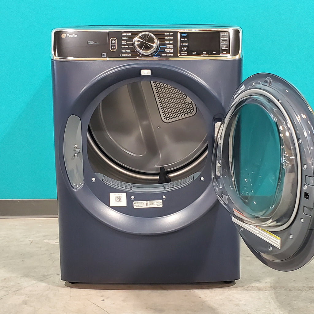 Pictures of Sapphire Blue GE Profile™ 7.8 cu. ft. Capacity Smart Front Load Electric Dryer with Steam and Sanitize Cycle - Open Box - Neu Appliance Outlet - Discount Appliance Outlet in Austin, Tx