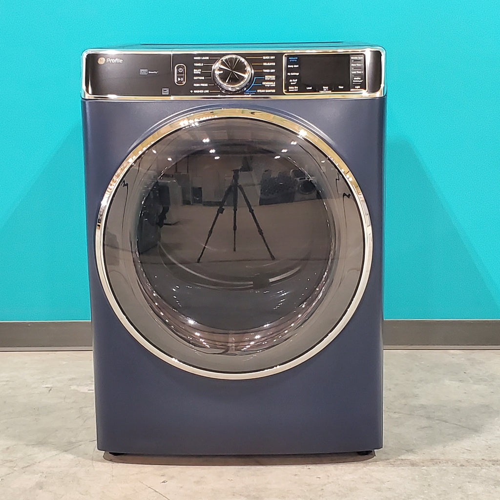 Pictures of Sapphire Blue GE Profile™ 7.8 cu. ft. Capacity Smart Front Load Electric Dryer with Steam and Sanitize Cycle - Open Box - Neu Appliance Outlet - Discount Appliance Outlet in Austin, Tx