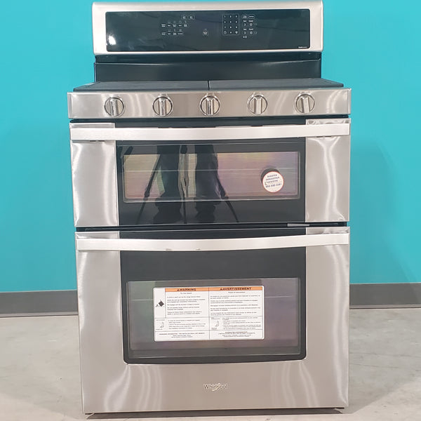 Whirlpool Stainless Steel 30" 6.0 Cu. Ft. Gas Double Oven Range with EZ-2-Lift™ Hinged Grates and True Convection with Third Heating Element - Scratch & Dent - Minor
