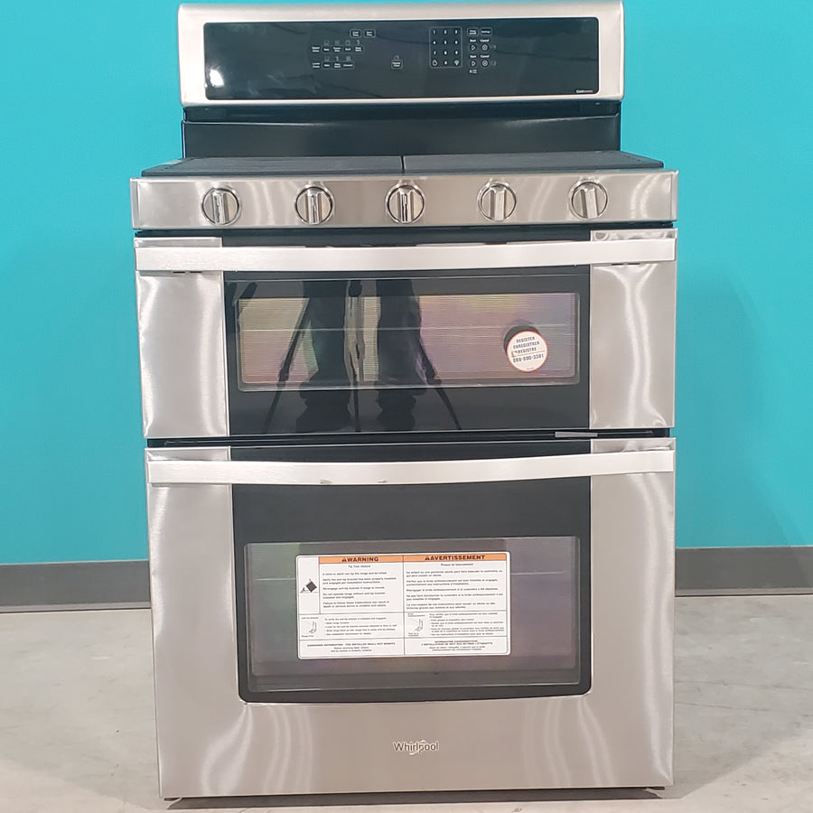 Whirlpool Stainless Steel 30" 6.0 Cu. Ft. Gas Double Oven Range with EZ-2-Lift™ Hinged Grates and True Convection with Third Heating Element - Scratch & Dent - Minor