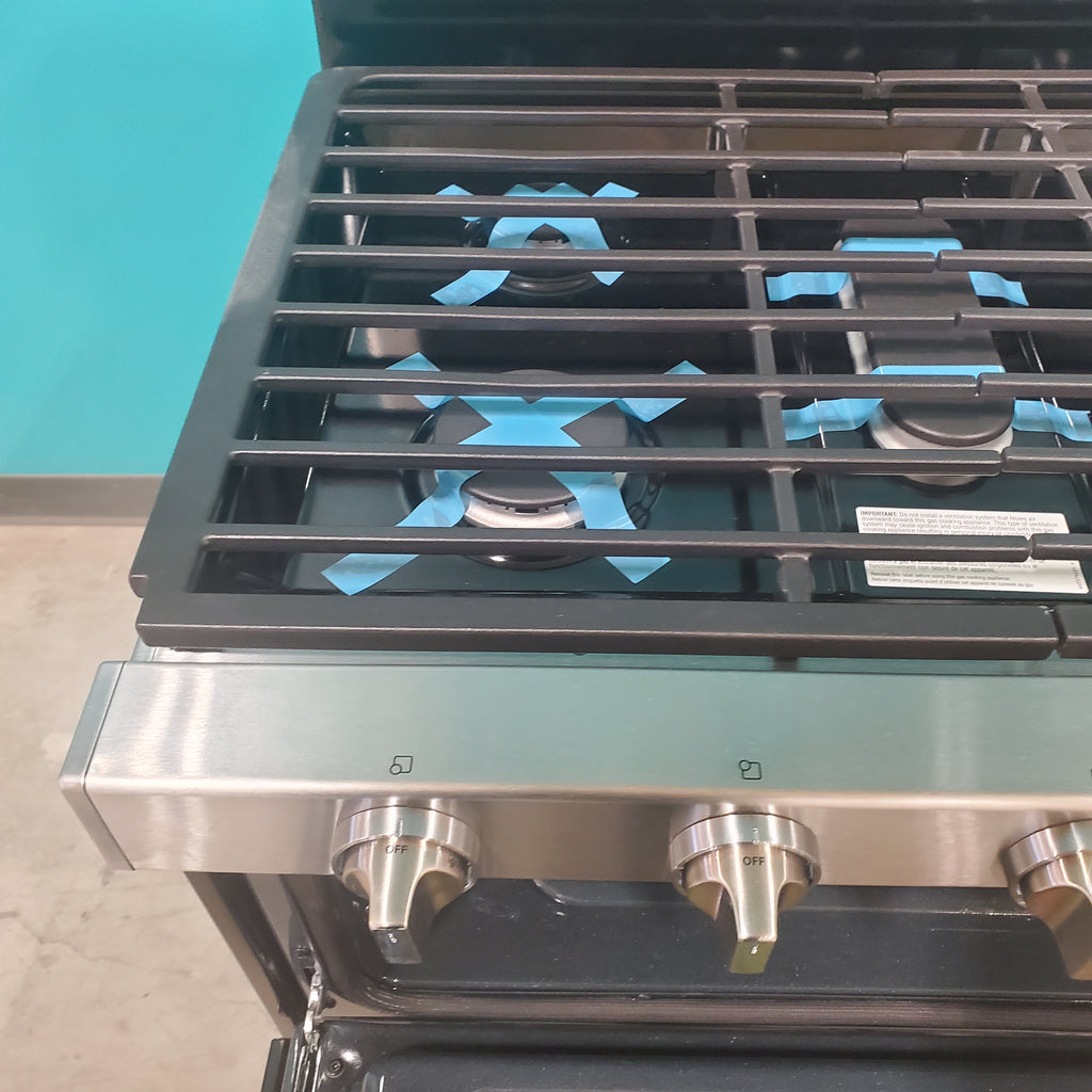 Pictures of Whirlpool Stainless Steel 30" 6.0 Cu. Ft. Gas Double Oven Range with EZ-2-Lift™ Hinged Grates and True Convection with Third Heating Element - Scratch & Dent - Minor - Neu Appliance Outlet - Discount Appliance Outlet in Austin, Tx