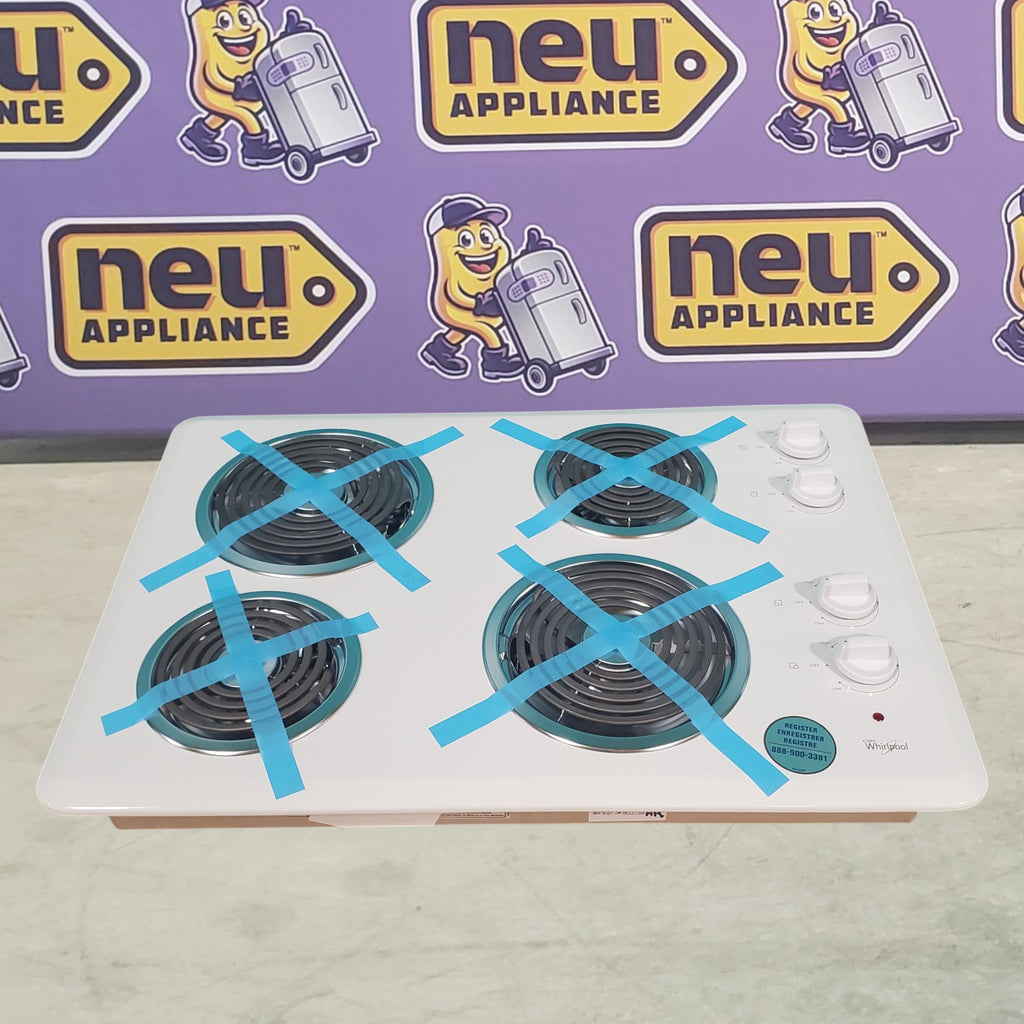 Pictures of Whirlpool Electric 30" 4 Burner Cooktop with Hot Surface Indicator Light WCC31430AW - Open Box - Neu Appliance Outlet - Discount Appliance Outlet in Austin, Tx