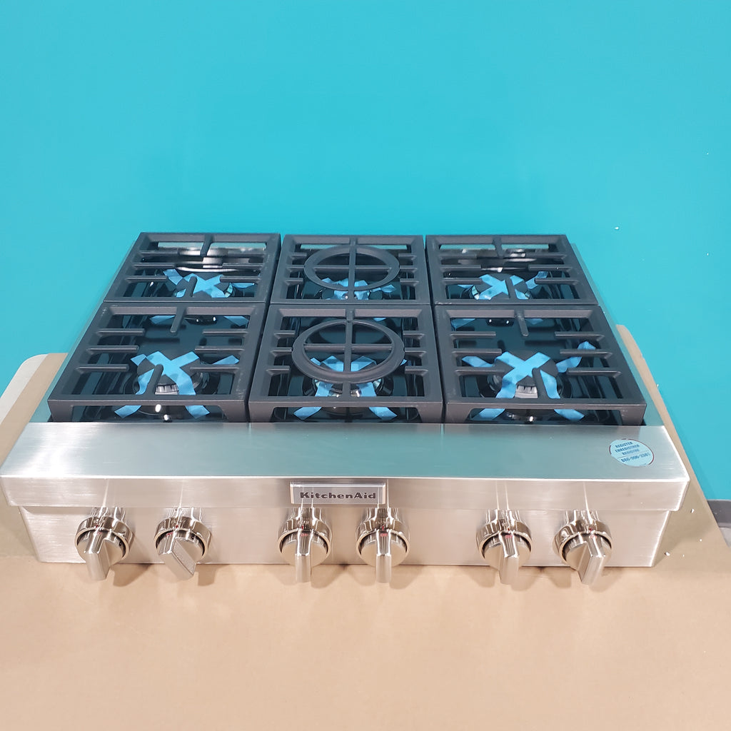 Pictures of KitchenAid 6-Burner 36" Commercial-Style Gas Rangetop with three level convertible grates KCGC506JSS - Open Box - Neu Appliance Outlet - Discount Appliance Outlet in Austin, Tx