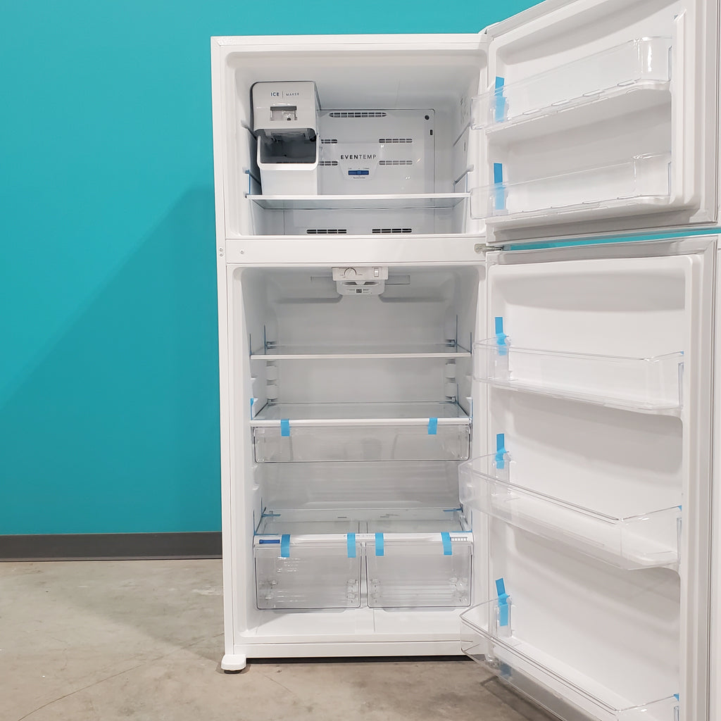 Pictures of Frigidaire White 20 Cu. Ft. Garage Ready Top Freezer Refrigerator With Ice Maker Installed FFTR2045VW - Scratch & Dent - Minor - Neu Appliance Outlet - Discount Appliance Outlet in Austin, Tx