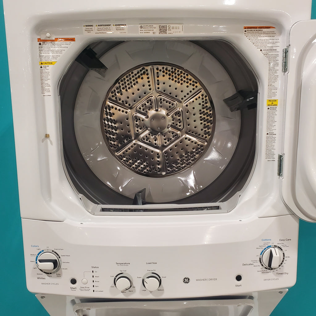 Pictures of GE 3.8 cu. ft. Laundry Center Washer and 5.9 cu. ft. Electric Dryer with Electro-Mechanical Rotary Dial Controls GUD27ESSMWW - Open Box - Neu Appliance Outlet - Discount Appliance Outlet in Austin, Tx