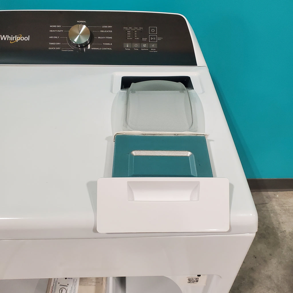 Pictures of Whirlpool 4.7–4.8 Cu. Ft. Top Load Washer with 2 in 1 Removable Agitator and Built-In Water Faucet and 7.0 Cu. Ft. Top Load Electric Moisture Sensing Dryer with Wrinkle Shield™ Option - Open Box - Neu Appliance Outlet - Discount Appliance Outlet in Austin, Tx
