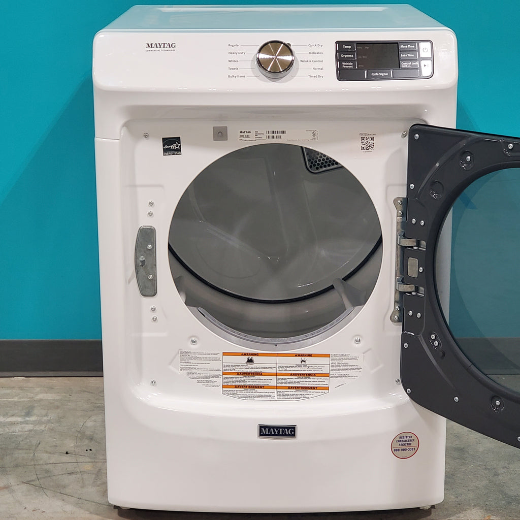 Pictures of Maytag Front Load 4.8 Cu. Ft. Washer with 16 Hour Fresh Hold Option MHW6630HW - Scratch and Dent (Moderate) and Maytag Front Load 7.3 Cu. Ft. Electric Dryer with Extra Power and Quick Dry Cycle MED5630HW - Open Box - Neu Appliance Outlet - Discount Appliance Outlet in Austin, Tx