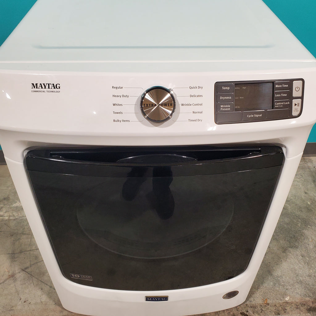 Pictures of Maytag Front Load 4.8 Cu. Ft. Washer with 16 Hour Fresh Hold Option MHW6630HW - Scratch and Dent (Moderate) and Maytag Front Load 7.3 Cu. Ft. Electric Dryer with Extra Power and Quick Dry Cycle MED5630HW - Open Box - Neu Appliance Outlet - Discount Appliance Outlet in Austin, Tx