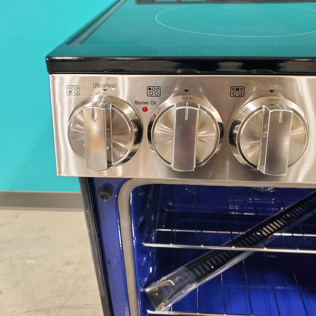 Pictures of PrintProof Stainless Steel LG 6.3 cu. ft. 5 Element Radiant Ceramic Glass Cooktop Slide-In Electric Range with Air Fry LSEL6333F - Open Box - Neu Appliance Outlet - Discount Appliance Outlet in Austin, Tx