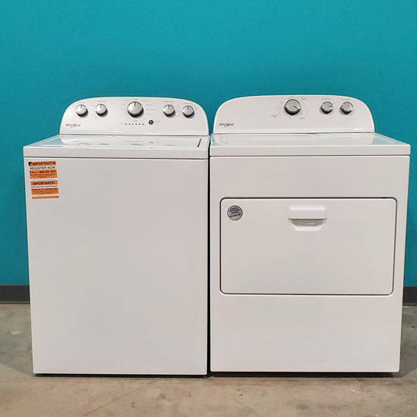 HE Whirlpool 3.5 cu. ft. Top Load Washing Machine with Deep Water Wash WTW4816FW and Whirlpool 7.0 cu. ft. Top Load Electric Dryer with AutoDry™ Drying System with Wrinkle Shield™ Option WED4950HW