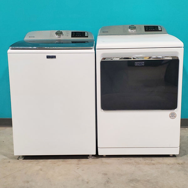 Maytag 4.7 cu. ft. Smart Top Load Washing Machine with Extra Power Button and Deep Fill option and  ENERGY STAR Smart Capable 7.4 cu. ft. Electric Steam Dryer with Extra Power Button  MVW6230HW MED7230HW