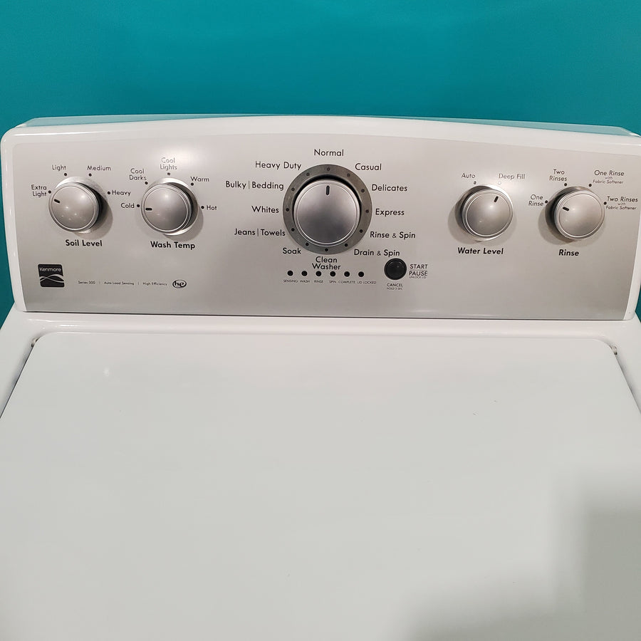 Kenmore Top Load 4.2 cu ft Capacity Washing Machine with Triple Action Agitator with Deep Fill Option and ENERGY STAR Kenmore 7.4 cu. ft. Electric Dryer with Auto-Dry - Certified Refurbished