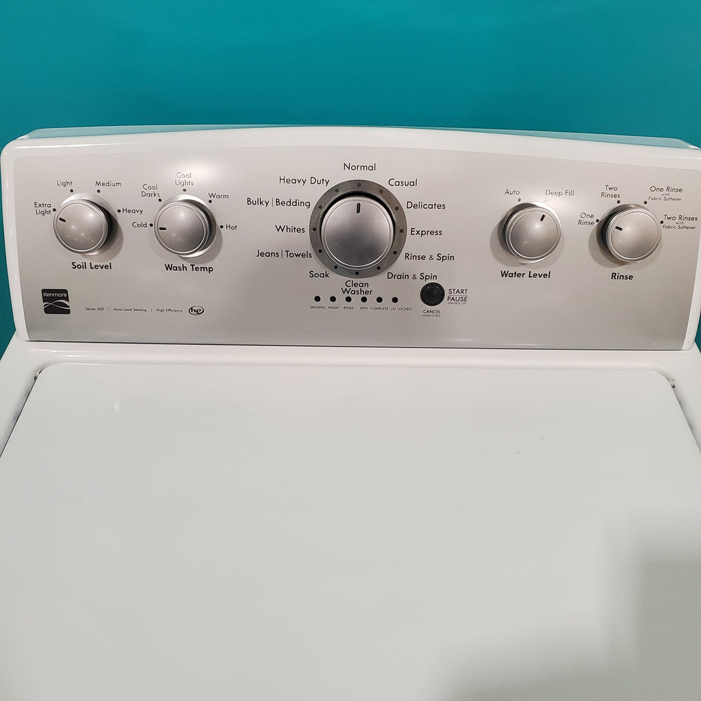 Pictures of Kenmore Top Load 4.2 cu ft Capacity Washing Machine with Triple Action Agitator with Deep Fill Option and ENERGY STAR Kenmore 7.4 cu. ft. Electric Dryer with Auto-Dry - Certified Refurbished - Neu Appliance Outlet - Discount Appliance Outlet in Austin, Tx