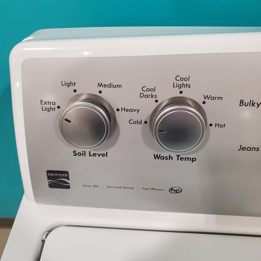 Pictures of Kenmore Top Load 4.2 cu ft Capacity Washing Machine with Triple Action Agitator with Deep Fill Option and ENERGY STAR Kenmore 7.4 cu. ft. Electric Dryer with Auto-Dry - Certified Refurbished - Neu Appliance Outlet - Discount Appliance Outlet in Austin, Tx