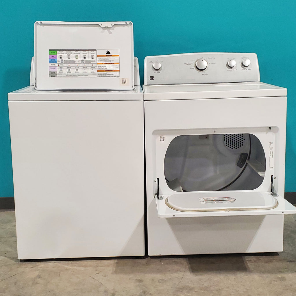 Pictures of Kenmore Top Load 4.2 cu ft Capacity Washing Machine with Triple Action Agitator with Deep Fill Option and ENERGY STAR Kenmore 7.4 cu. ft. Electric Dryer with Auto-Dry - Certified Refurbished - Neu Appliance Outlet - Discount Appliance Outlet in Austin, Tx