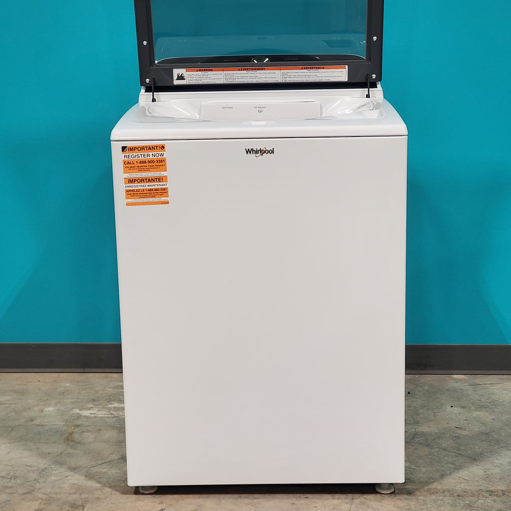 Pictures of Whirlpool 4.7–4.8 Cu. Ft. Top Load Washer with 2 in 1 Removable Agitator and Built-In Water Faucet and 7.0 Cu. Ft. Top Load Electric Moisture Sensing Dryer with Wrinkle Shield™ Option - Open Box - Neu Appliance Outlet - Discount Appliance Outlet in Austin, Tx