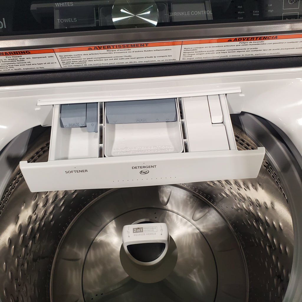 Pictures of Whirlpool 4.7–4.8 Cu. Ft. Top Load Washer with 2 in 1 Removable Agitator and Built-In Water Faucet and 7.0 Cu. Ft. Top Load Electric Moisture Sensing Dryer with Wrinkle Shield™ Option - Open Box - Neu Appliance Outlet - Discount Appliance Outlet in Austin, Tx