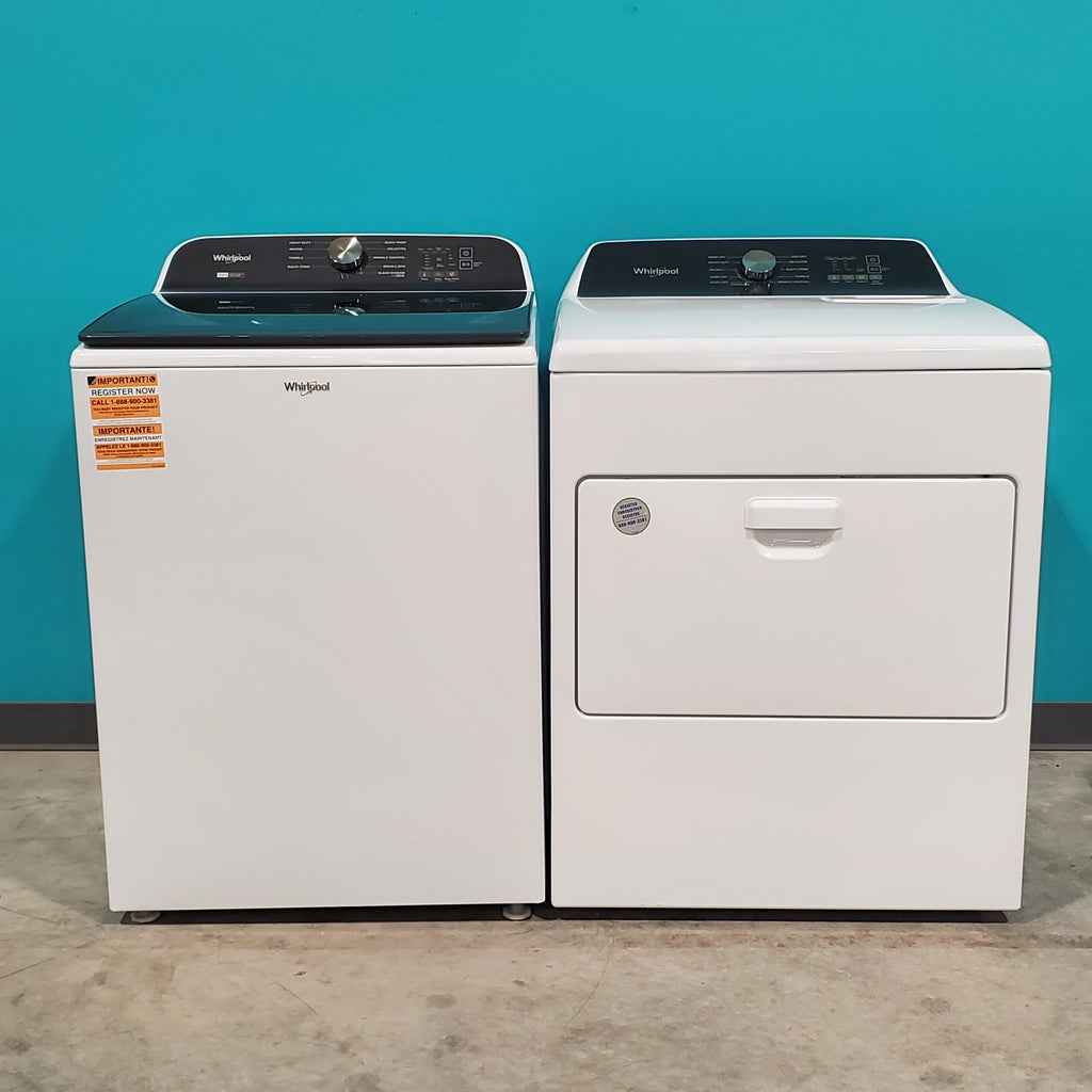 Pictures of Whirlpool 4.7–4.8 Cu. Ft. Top Load Washer with 2 in 1 Removable Agitator and Built-In Water Faucet and 7.0 Cu. Ft. Top Load Electric Moisture Sensing Dryer with Wrinkle Shield™ Option - Open Box - Neu Appliance Outlet - Discount Appliance Outlet in Austin, Tx