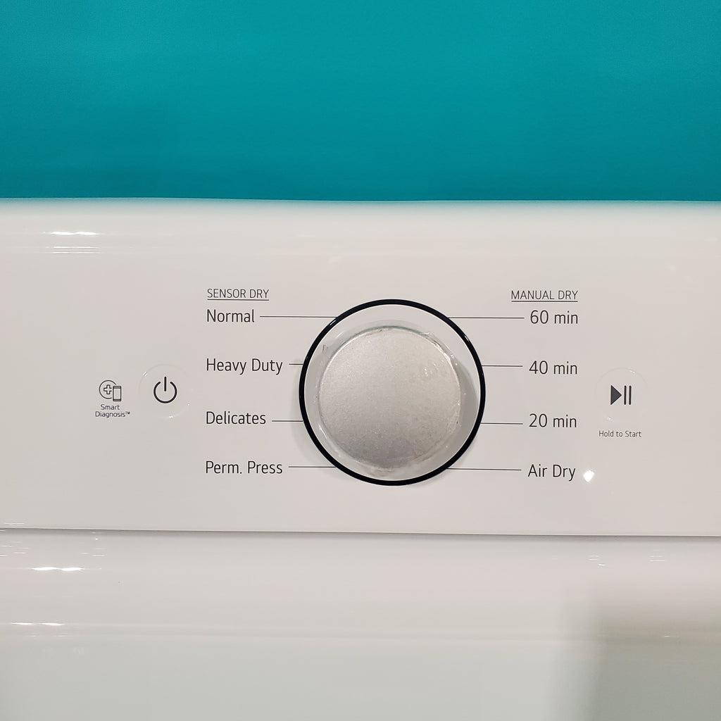 Pictures of LG Ultra Capacity 4.1 Cu. Ft. Top Load Wash with Agitator WT6105CW - New and LG Ultra Large Capacity Rear Control Electric 7.3 Cu. Ft. Dryer with Sensor Dry DLE6100W - Open Box - Neu Appliance Outlet - Discount Appliance Outlet in Austin, Tx