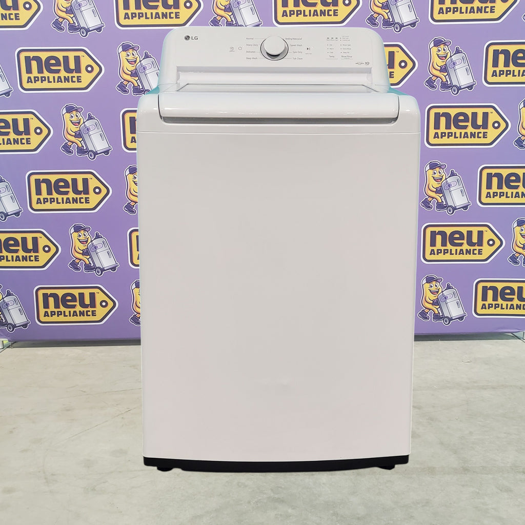 Pictures of LG Ultra Capacity 4.1 Cu. Ft. Top Load Wash with Agitator WT6105CW - New and LG Ultra Large Capacity Rear Control Electric 7.3 Cu. Ft. Dryer with Sensor Dry DLE6100W - Open Box - Neu Appliance Outlet - Discount Appliance Outlet in Austin, Tx